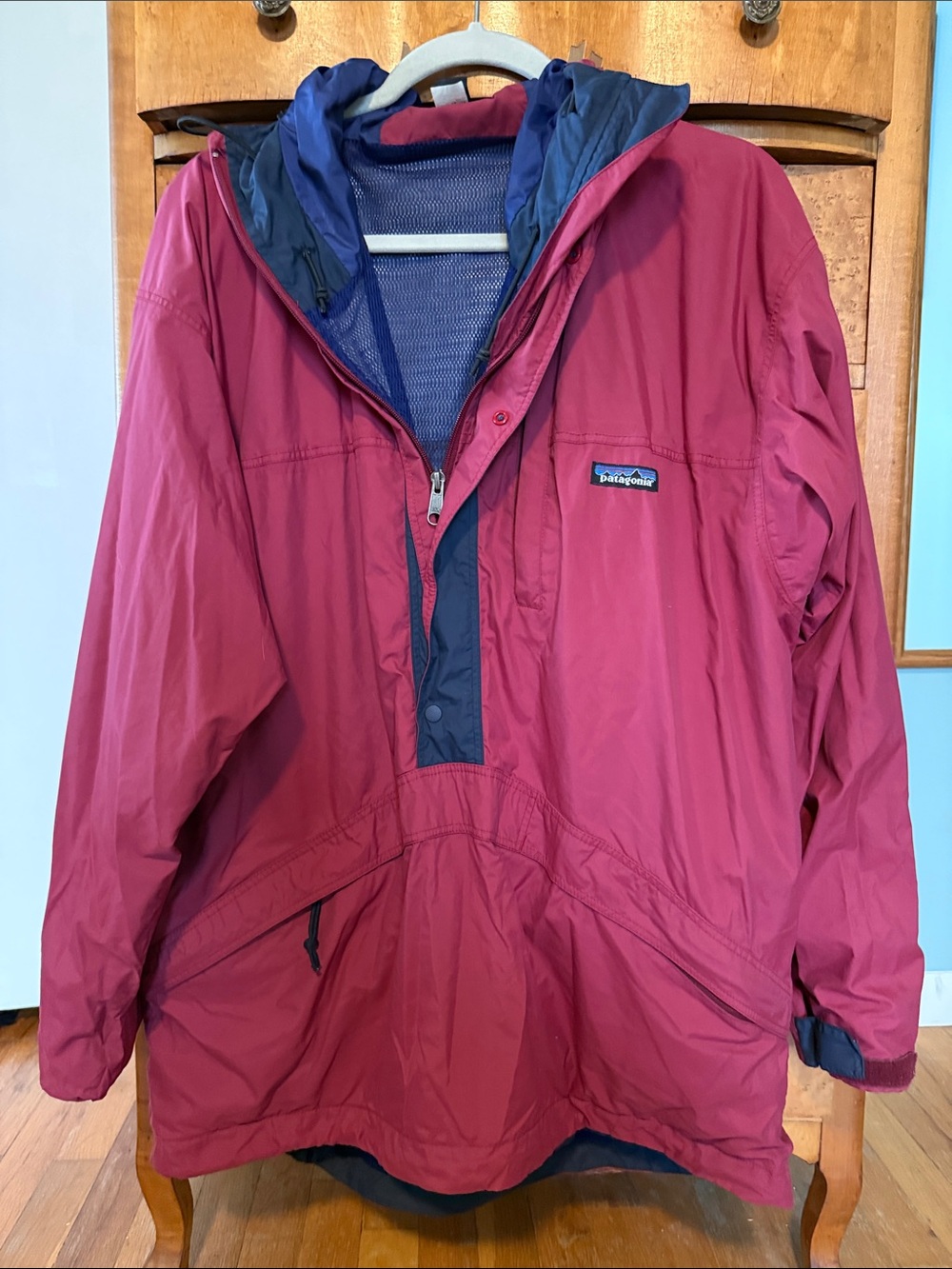 Vintage Brick Red & Navy Patagonia pullover Back Bowl Anorak
